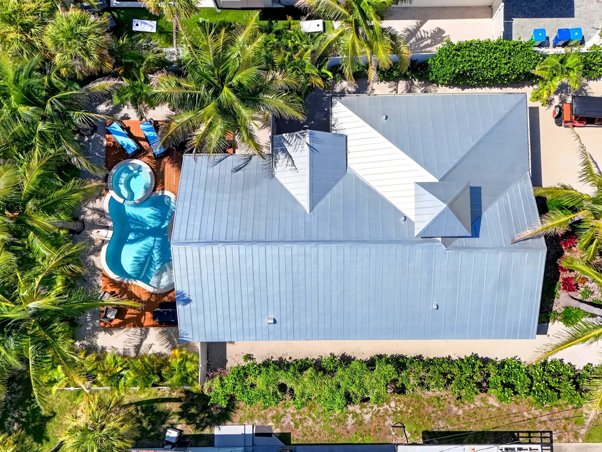 High-altitude aerial drone mapping view of Holmes Beach beachfront on Anna Maria Island, Florida, by HDR Media Pro.